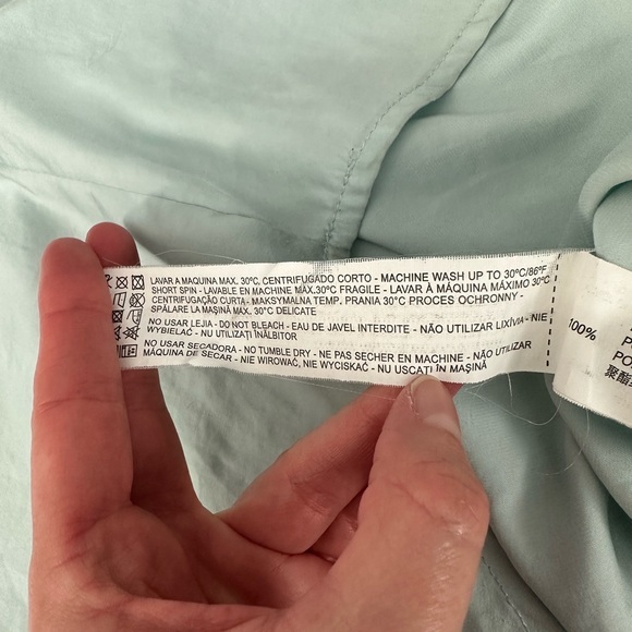 Stradivarius Women Short Sleeve Mint Green Front Zipper High Low Top Size S - Picture 5 of 10